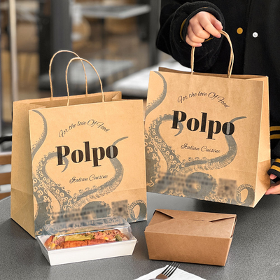 Bon prix Sac en papier kraft résistant, matériau recyclable disponible en différentes épaisseurs et tailles personnalisées avec plusieurs types de poignées en ligne