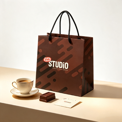 Bon prix Sacs cadeaux recyclés pliables en papier avec impression couleur CMJN et poignées en corde durable pour cadeaux et coffrets cadeaux en ligne