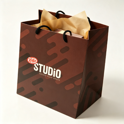 Bon prix Sacs cadeaux recyclés Sacs en papier verticaux avec art imprimé sur mesure et poignées de corde noire pour l'emballage et la commercialisation au détail en ligne