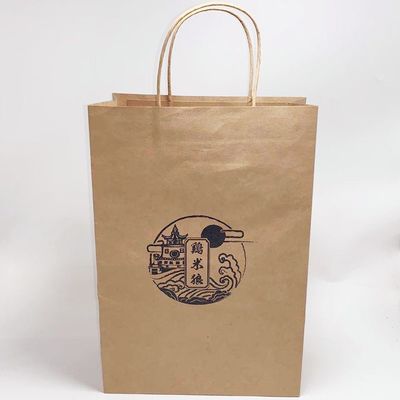Bon prix Pliable portez les sacs en papier imprimés par coutume de sac de papier d'emballage de nourriture avec des poignées en ligne