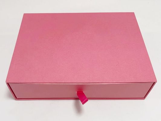 Bon prix Boîte en carton dure faite main adaptée aux besoins du client de boîte-cadeau de papier avec la couleur rose de tiroirs en ligne